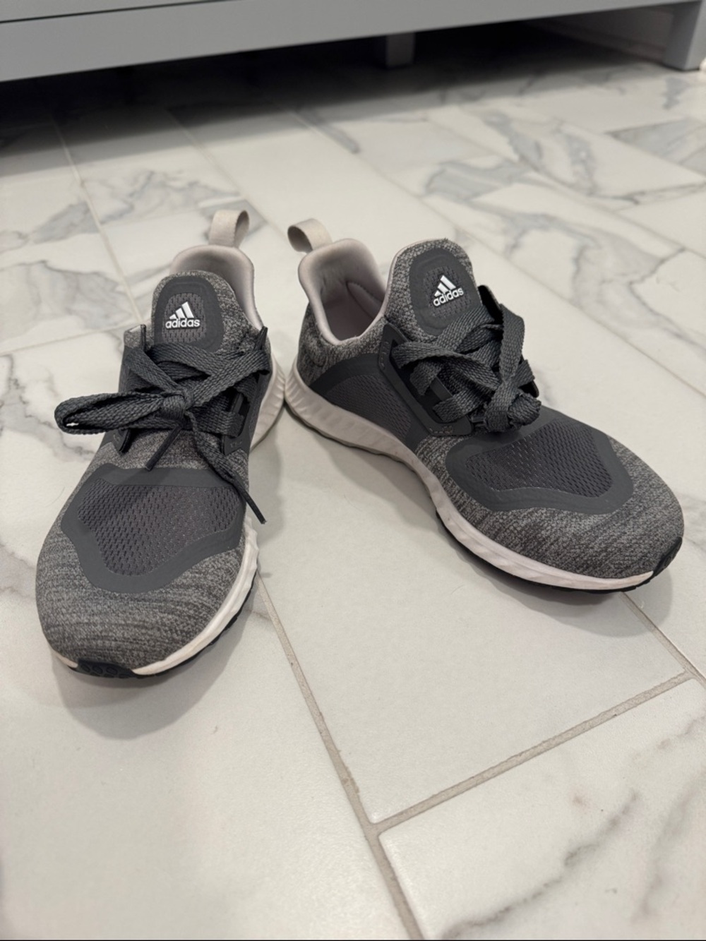 adidas Gray and Black Knit Running Sneakers